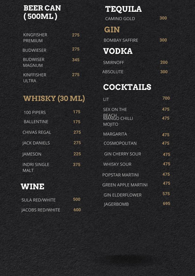 Tea’se Me - Rooftop Cafe & Bar menu