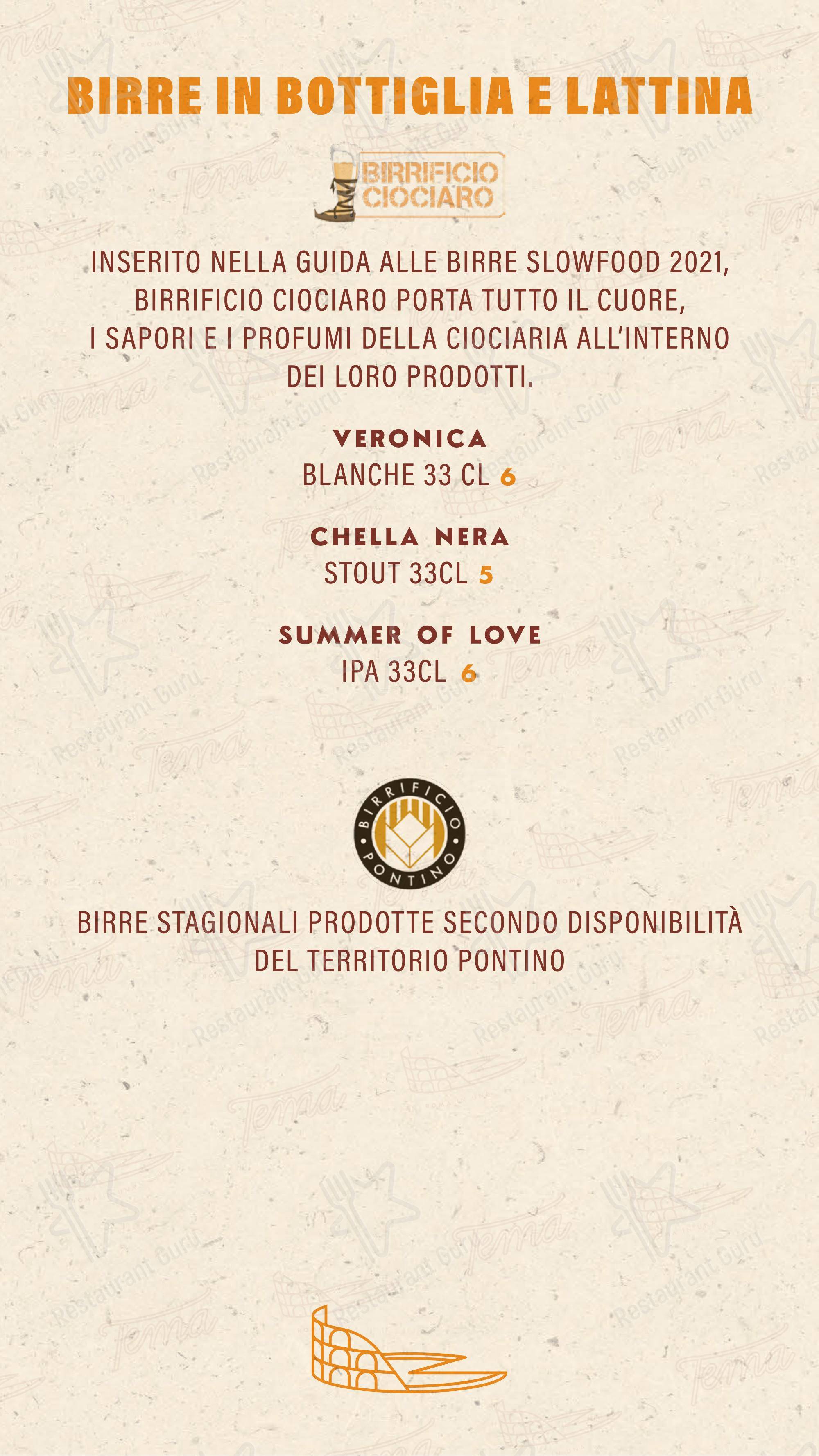 Tema - Roma in una pizza in Aprilia - Menu