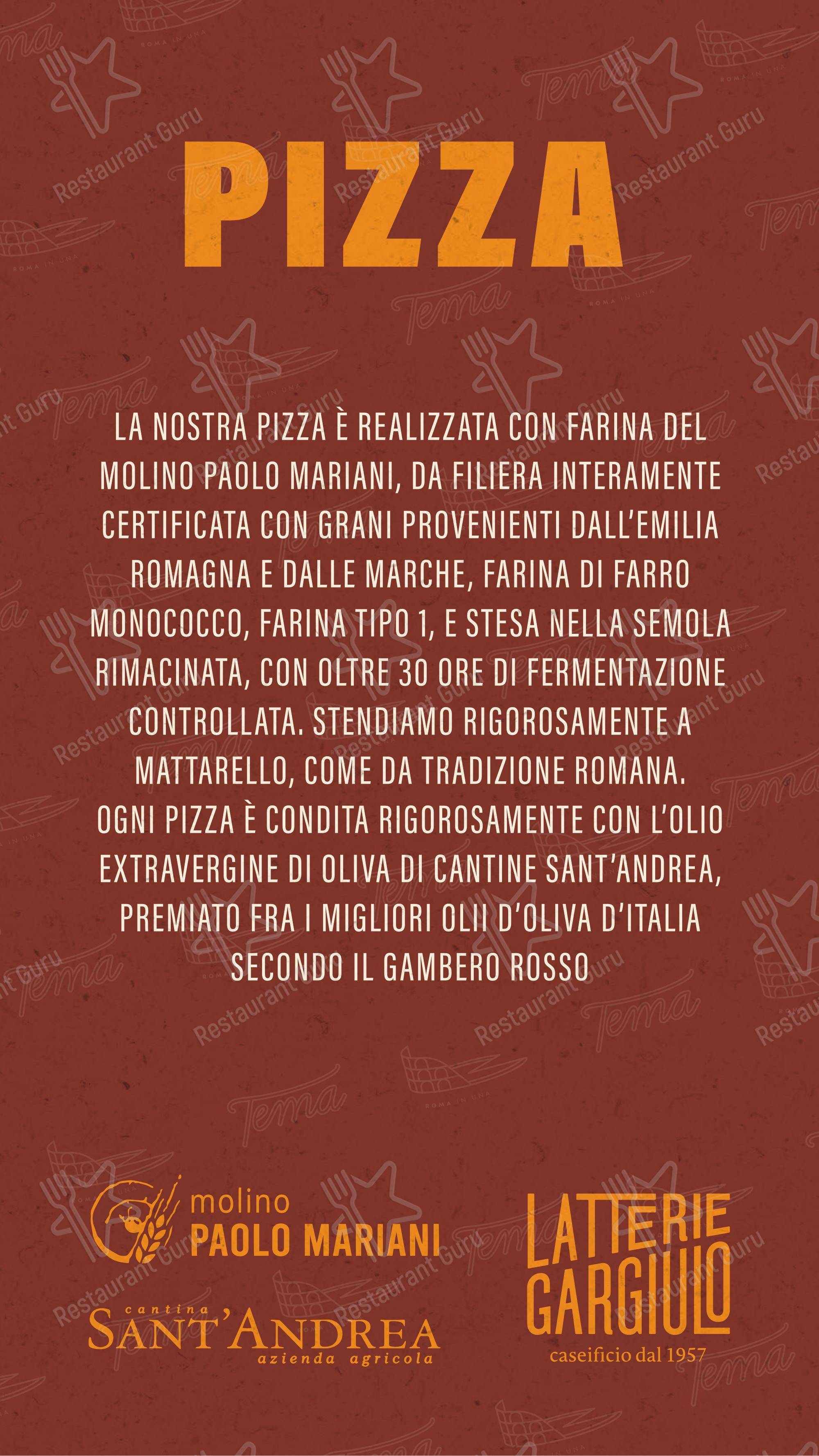 Menu di Tema - Roma in una pizza - Menu