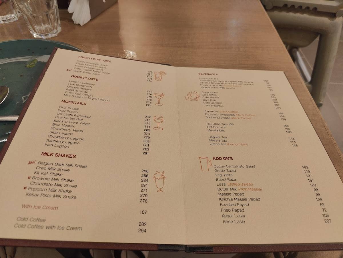 Temptation Restaurant menu