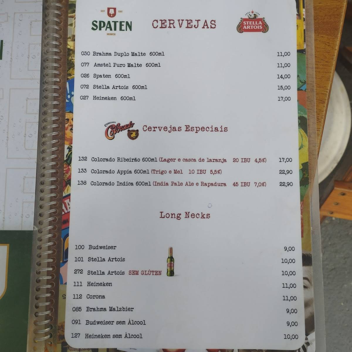 Teresa & Jorge cardápio