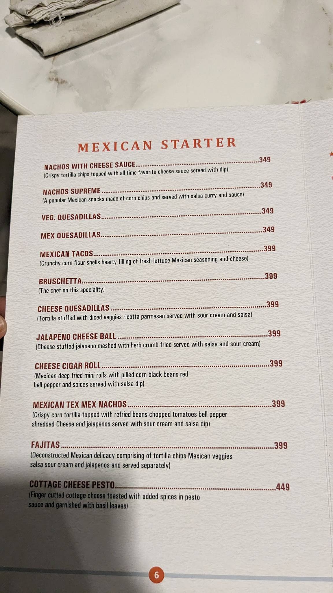 Tero Restro&Cafe menu