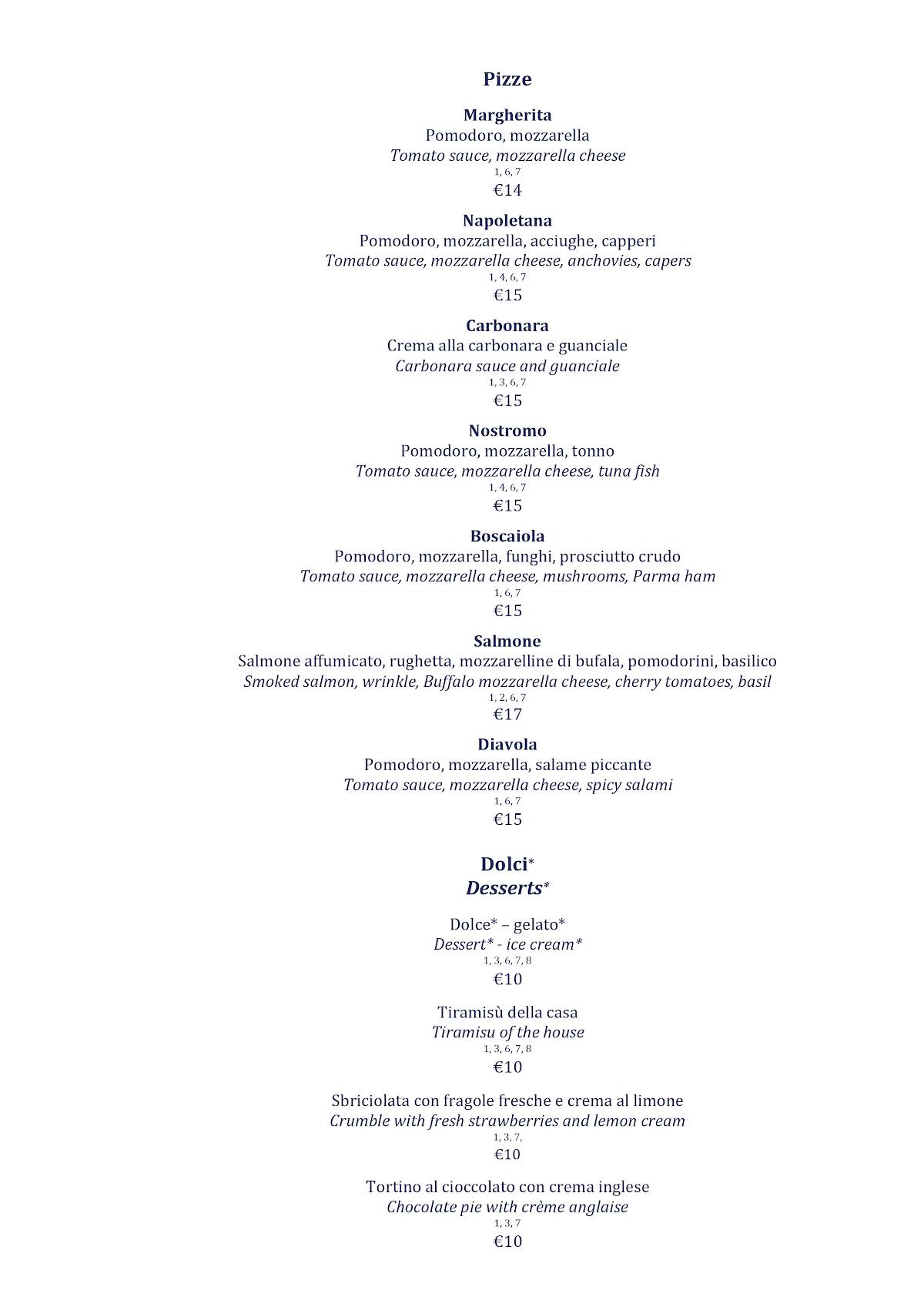 Menu di Terrazza Flavia 