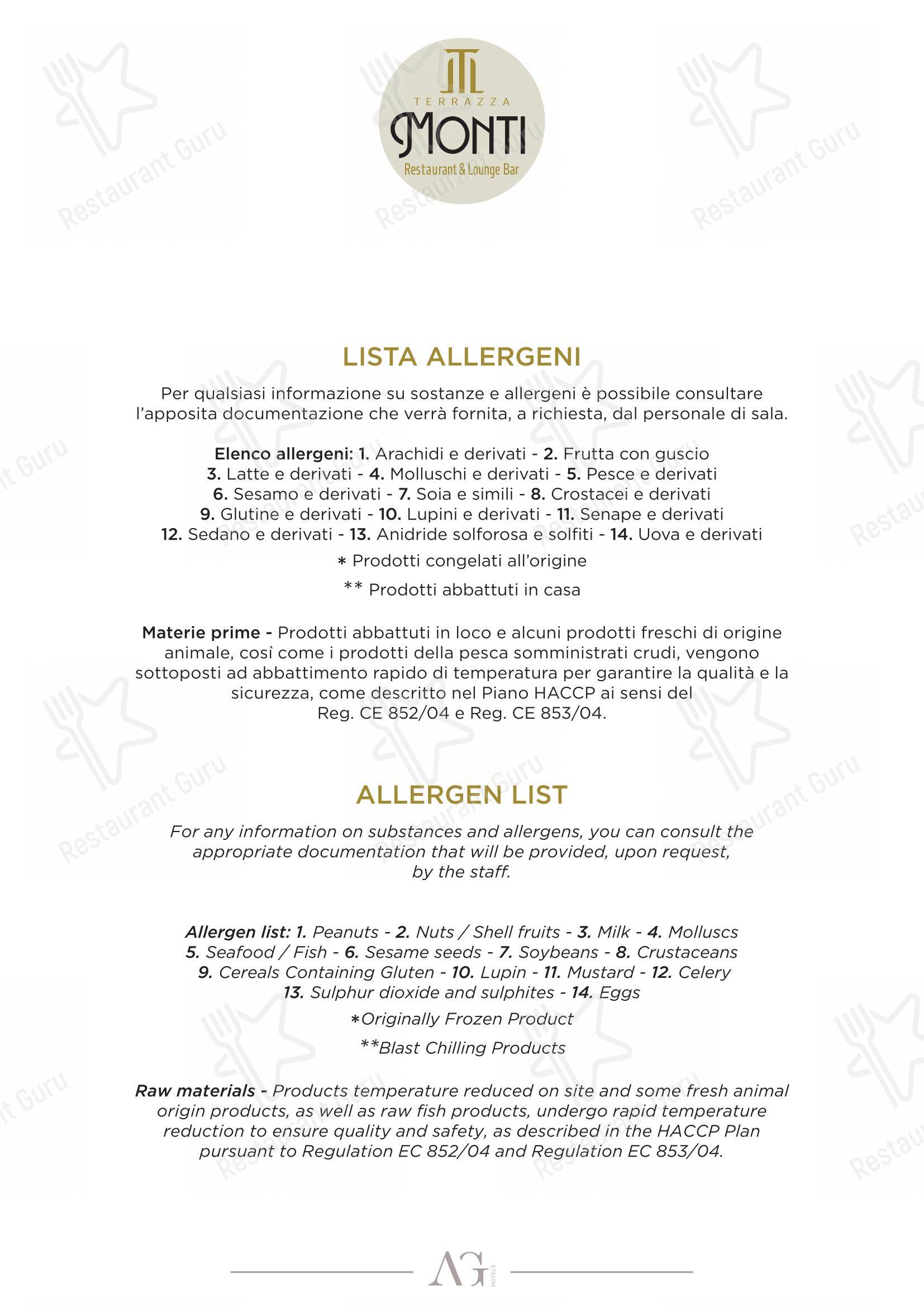 Menu di Terrazza Monti - Restaurant & Lounge Bar - Menu