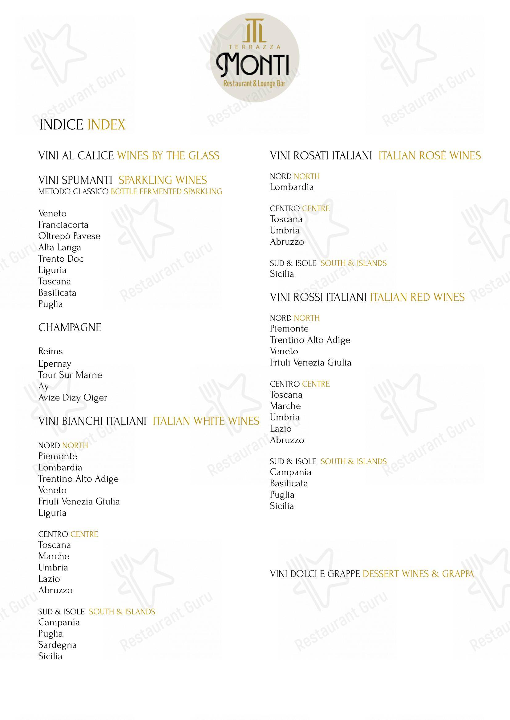 Lunch Menu per Terrazza Monti - Restaurant & Lounge Bar in Roma