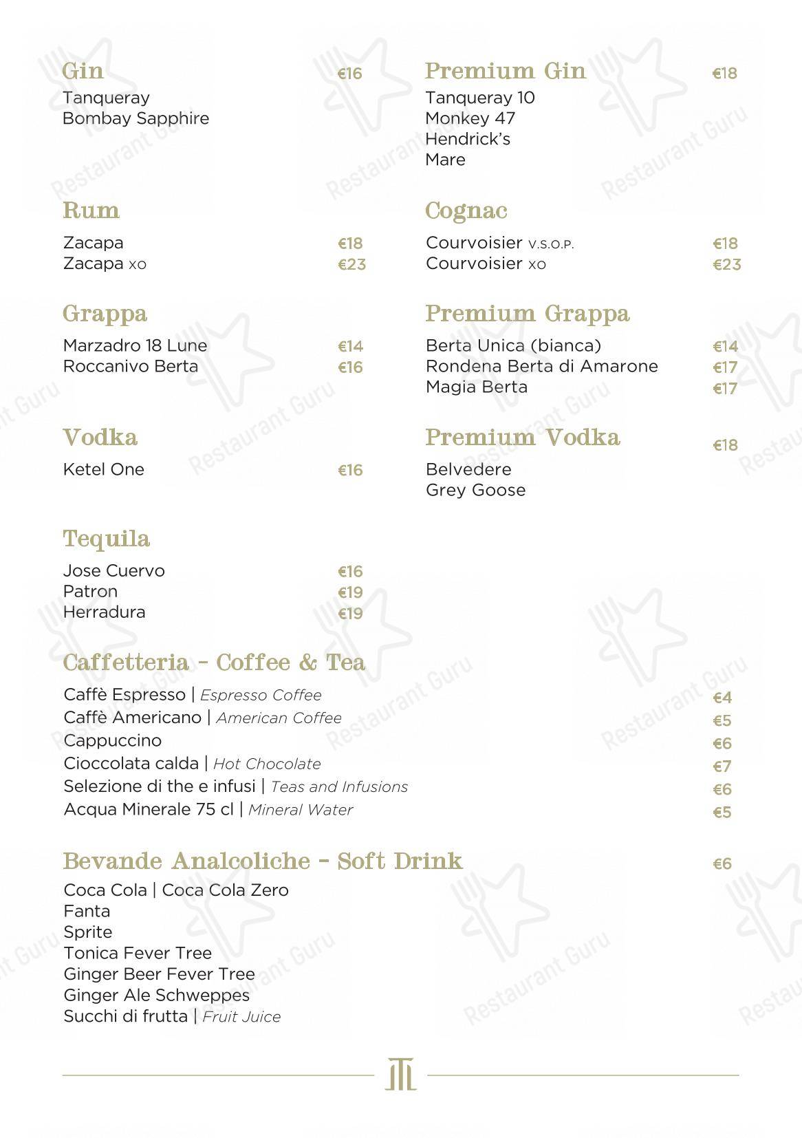 Ночное меню per Terrazza Monti - Restaurant & Lounge Bar in Roma