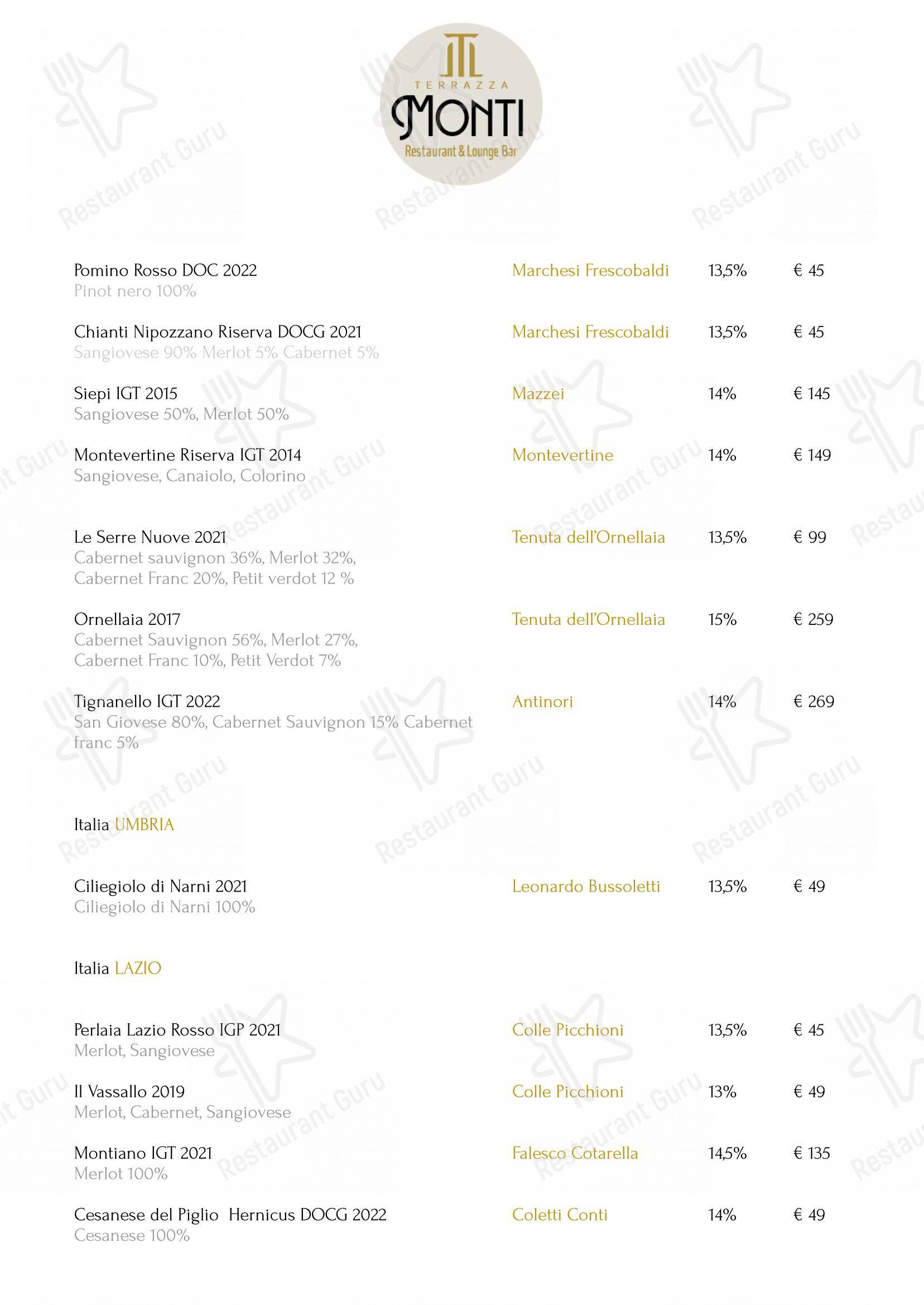 Menu di Terrazza Monti - Restaurant & Lounge Bar - Lunch Menu