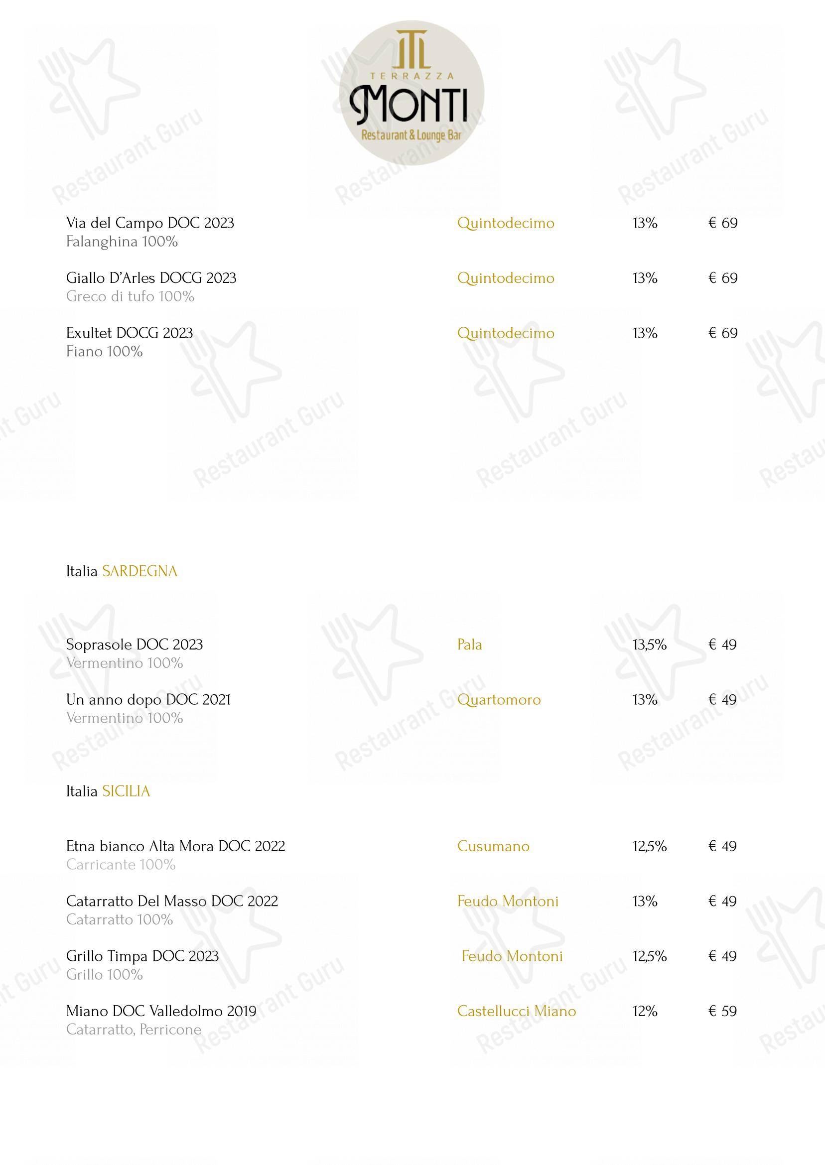 Menu di Terrazza Monti - Restaurant & Lounge Bar - Lunch Menu