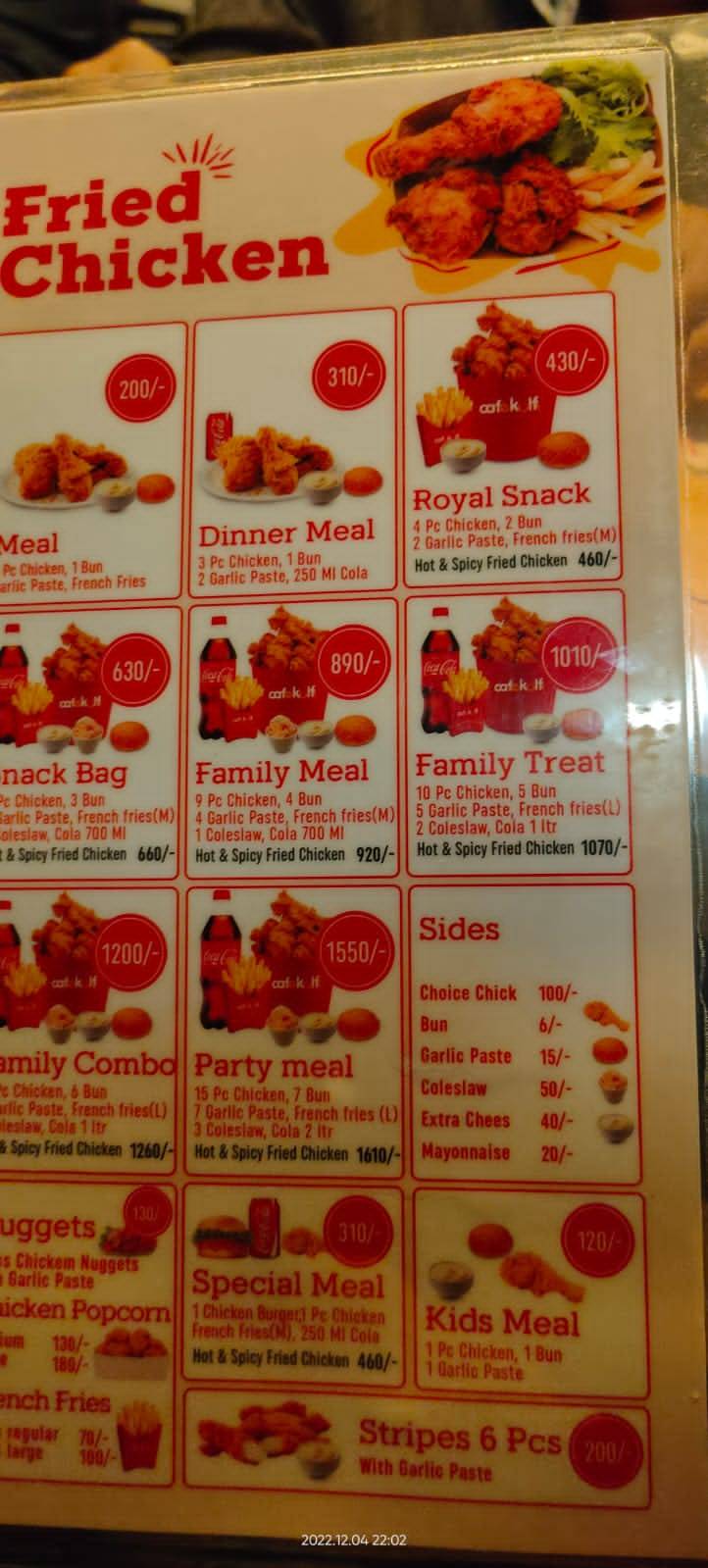 Casa Rasa Taliparamba menu