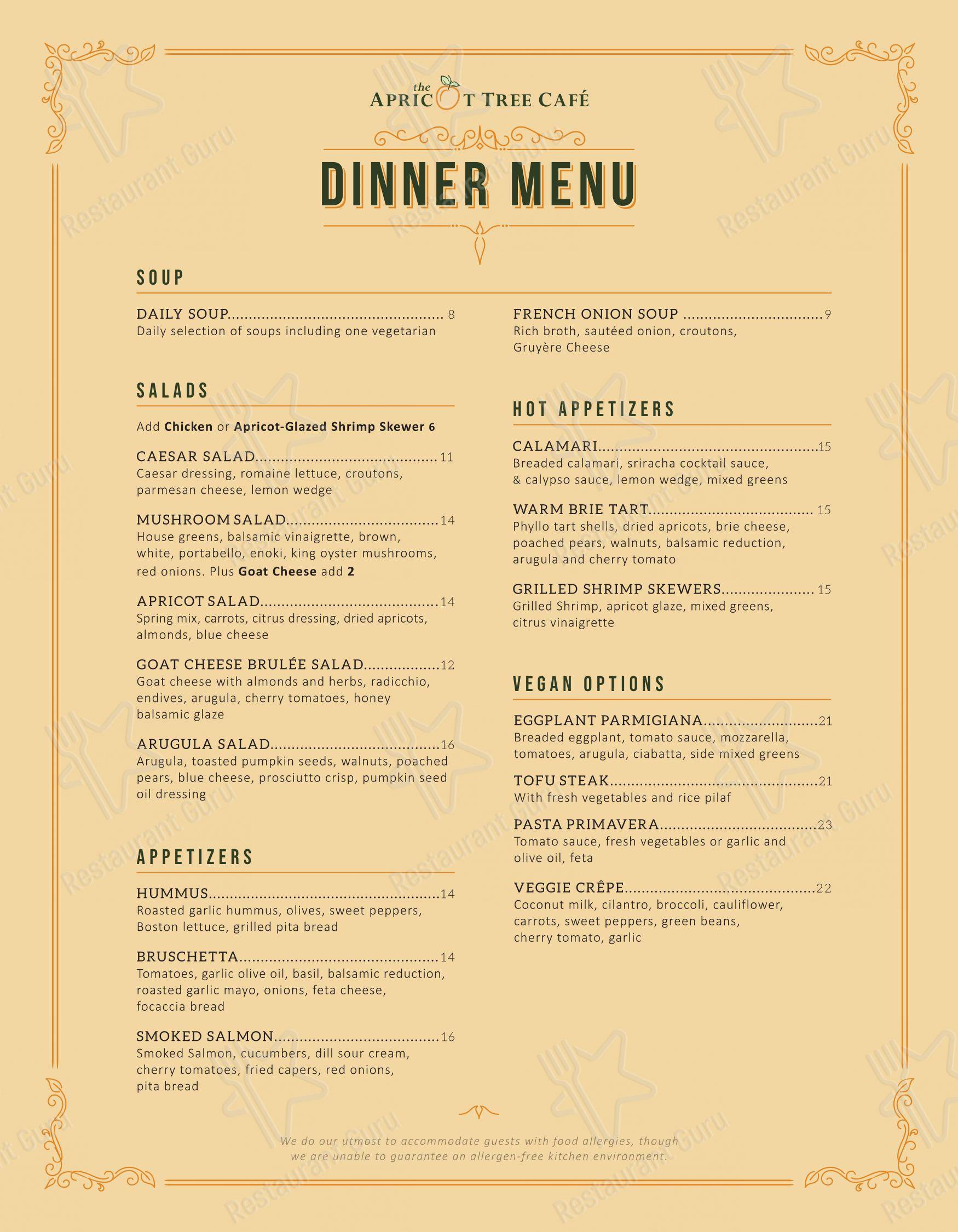 The Apricot Tree Cafe dans Mississauga - 菜单