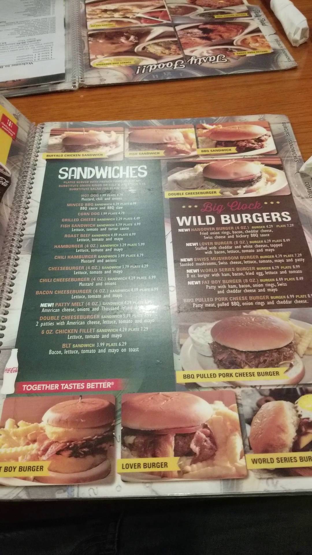 Menu at The BIG Clock of Powdersville restaurant, Greenville, SC153