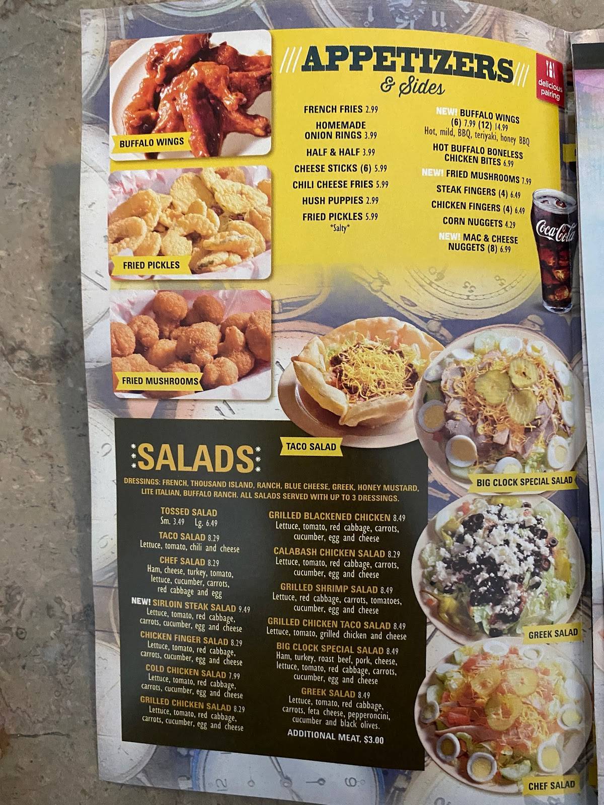 Menu at The BIG Clock of Powdersville restaurant, Greenville, SC153