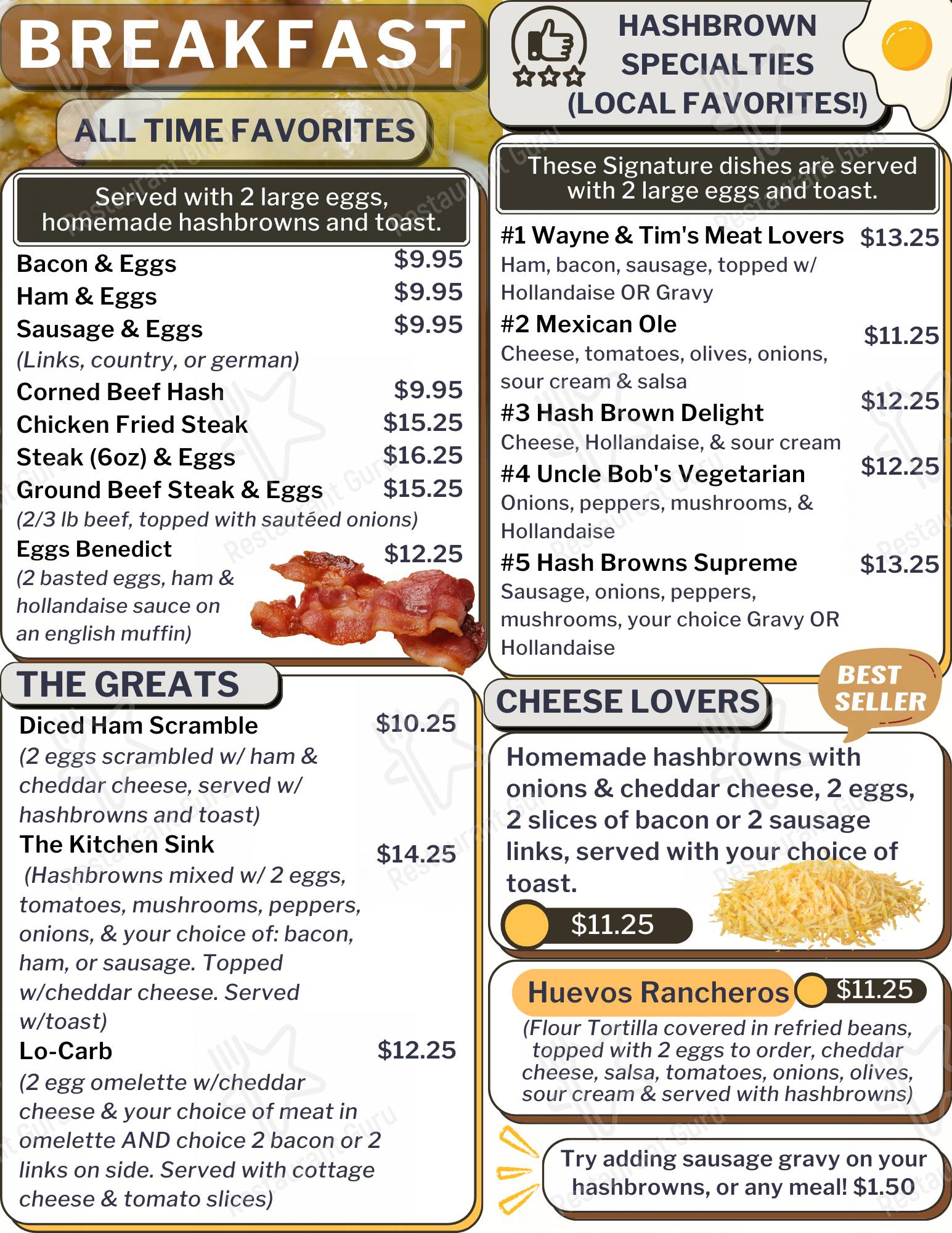 Menu at The Badger's Den restaurant, Bonners Ferry