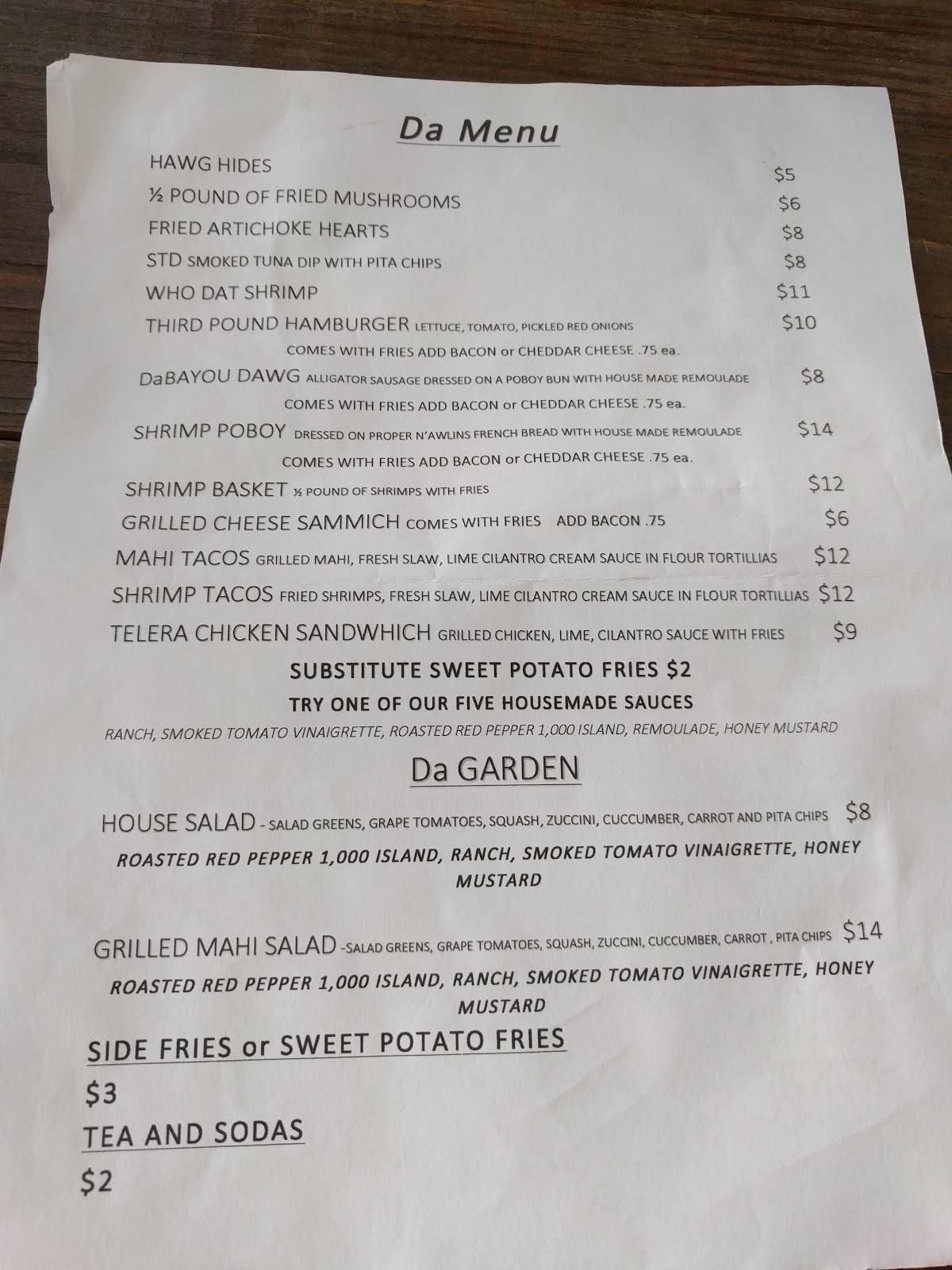 Menu at The Bayou Dockside Bar & Grill, Ocean Springs