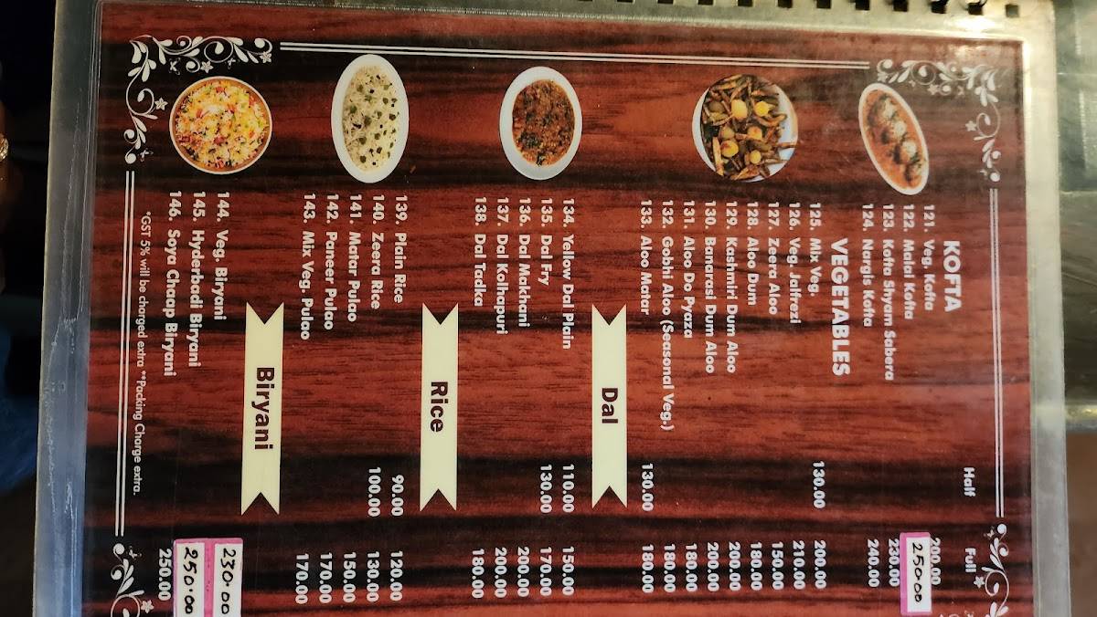 The Bliss Restaurant menu