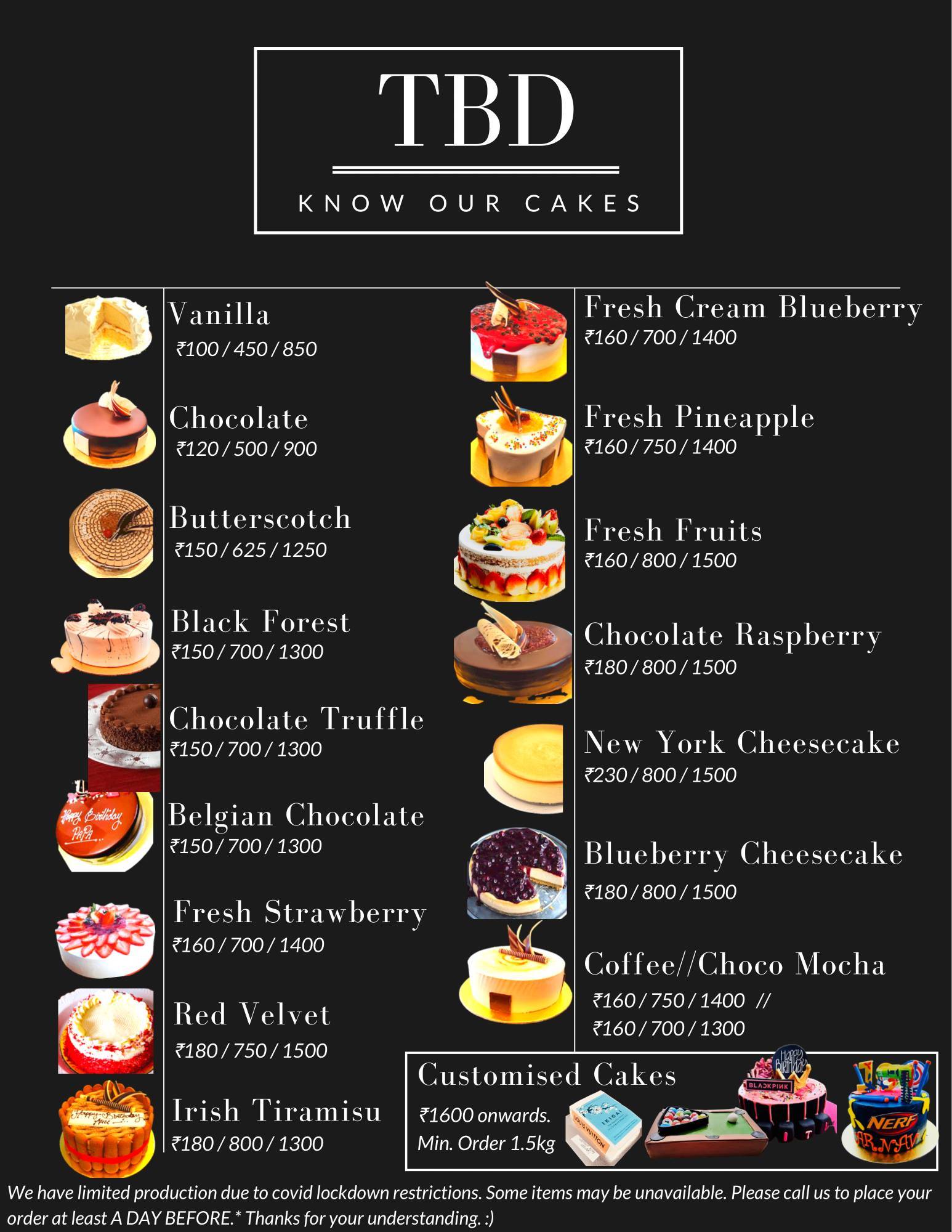 The Blue Danube Cafe & bakery menu