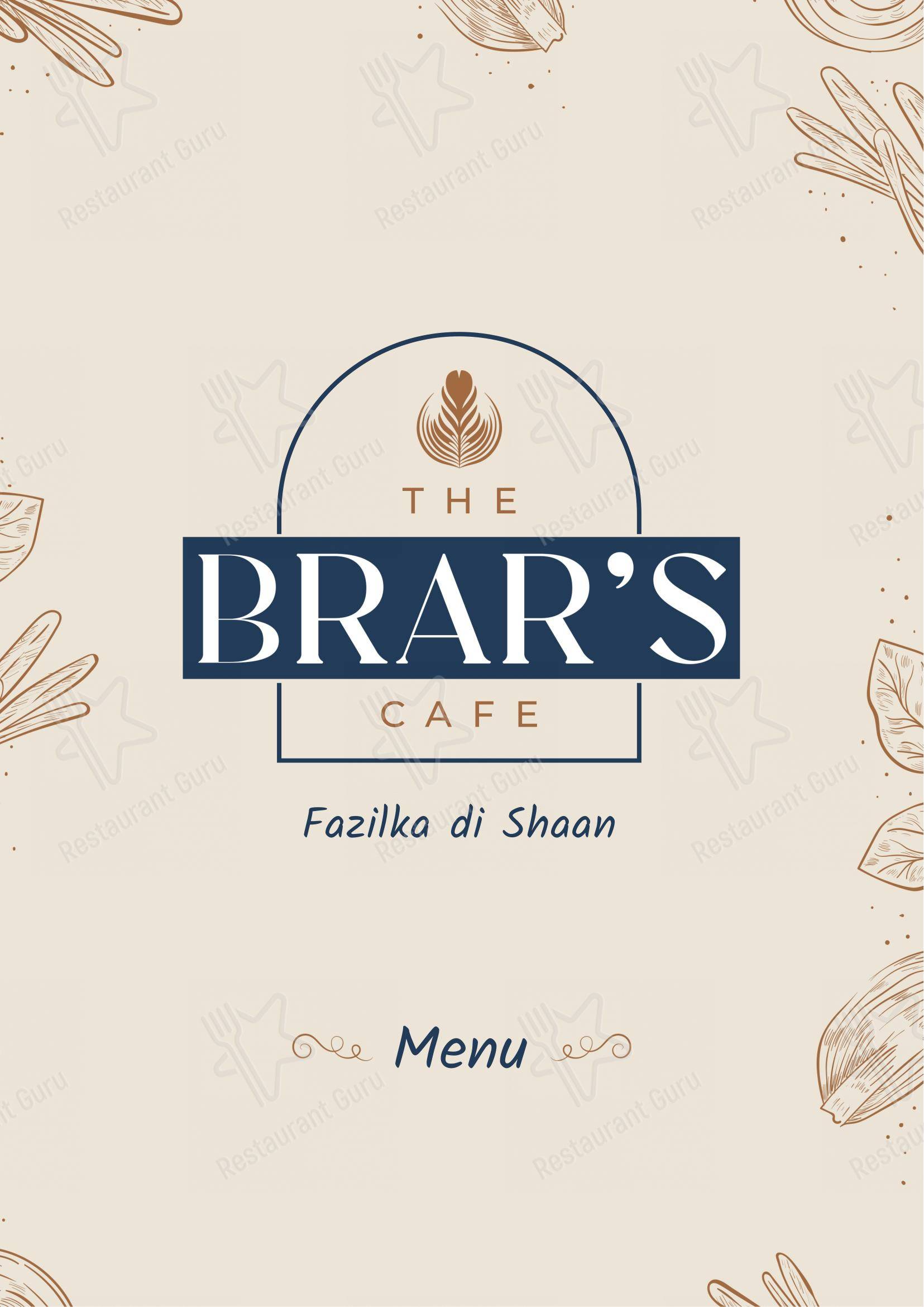 Menu for the The Brar's Cafe restaurant