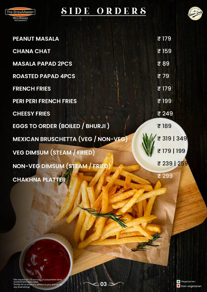 The BrewMaster - Pathankot menu