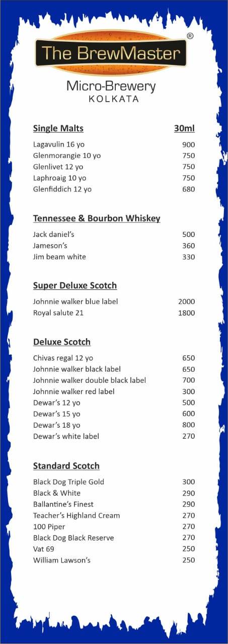 The Brewmaster menu
