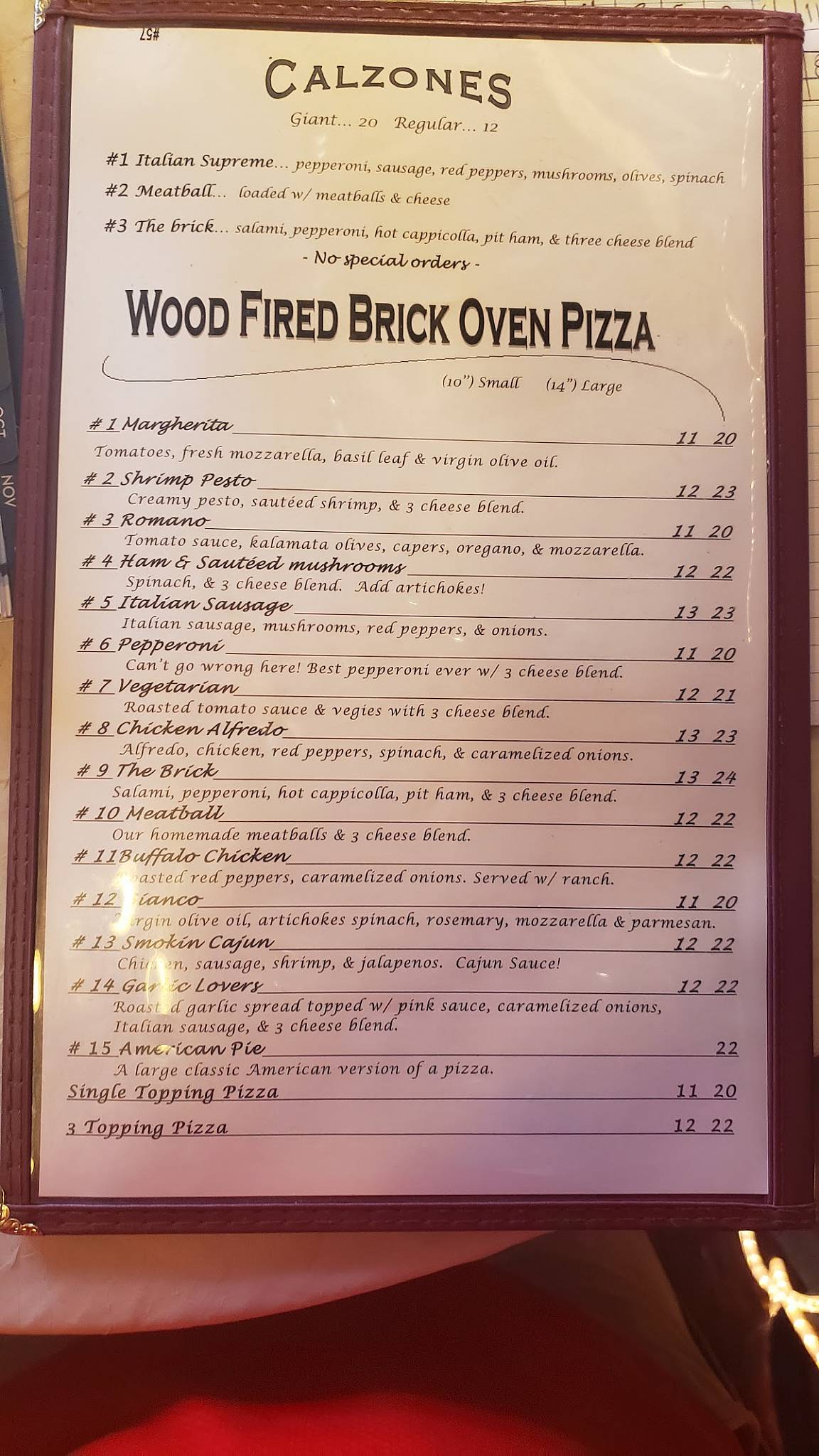 Menu at The Brick Oven pub & bar, Hannibal