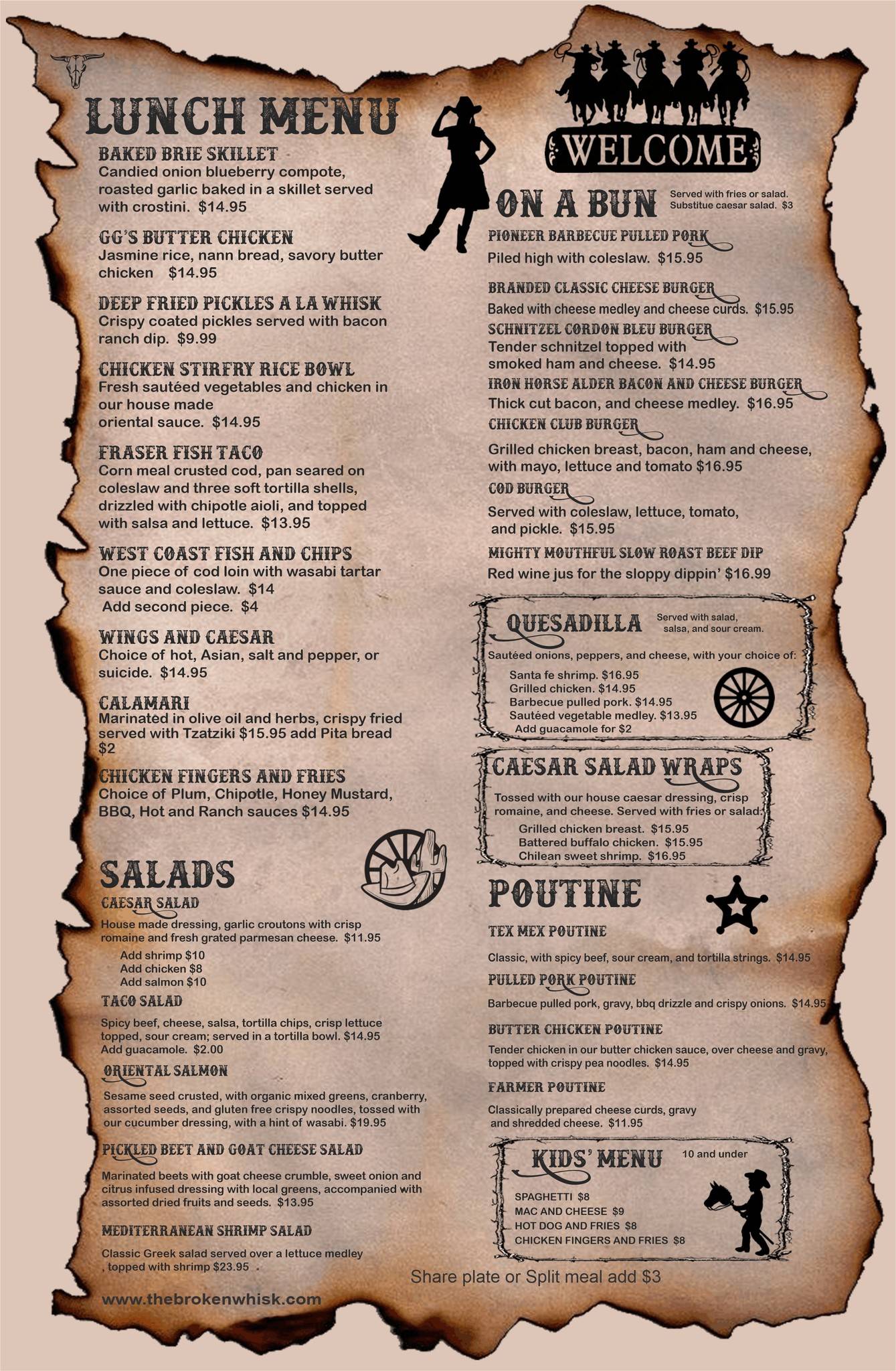 Menu at The Broken Whisk restaurant, Agassiz