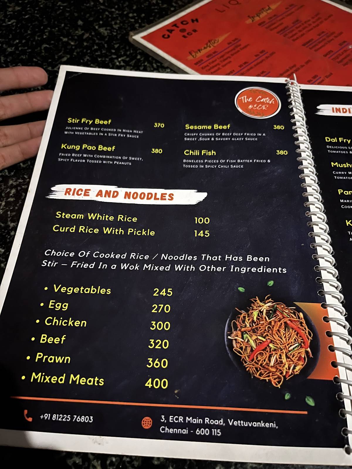 The Catch At ECR menu