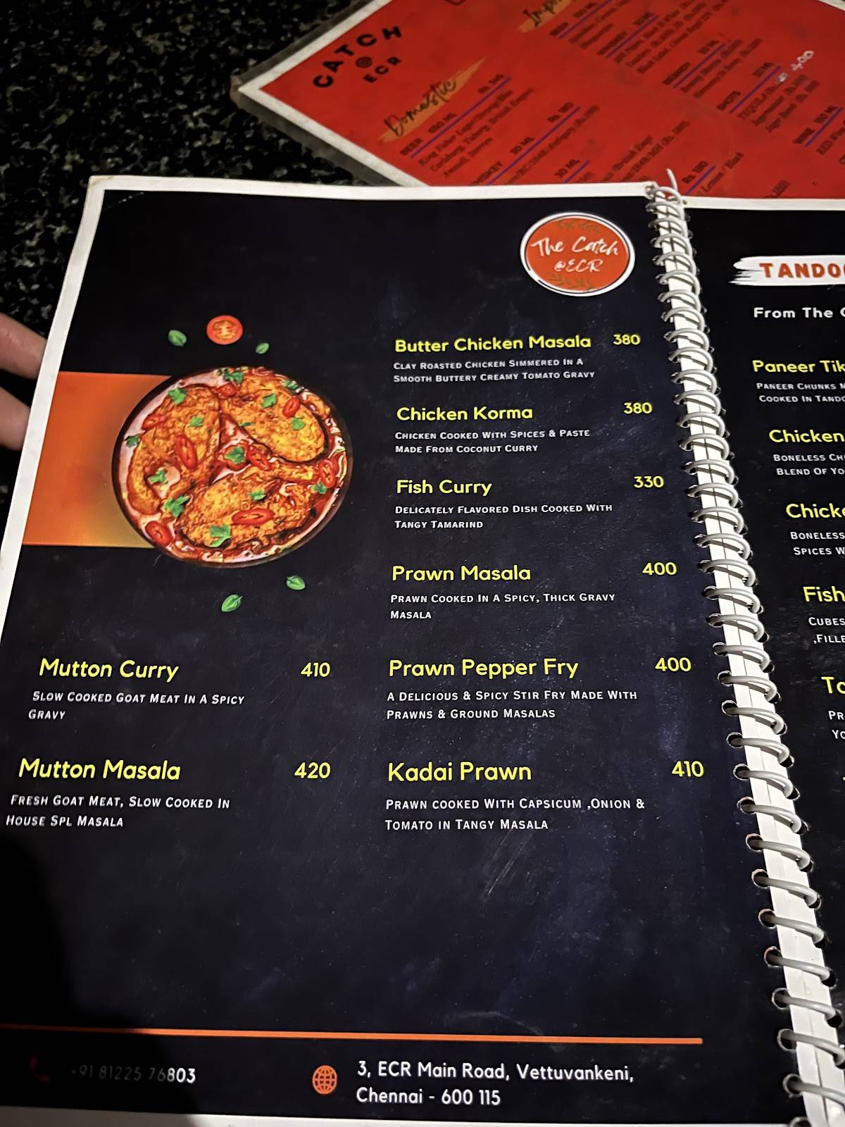 The Catch At ECR menu