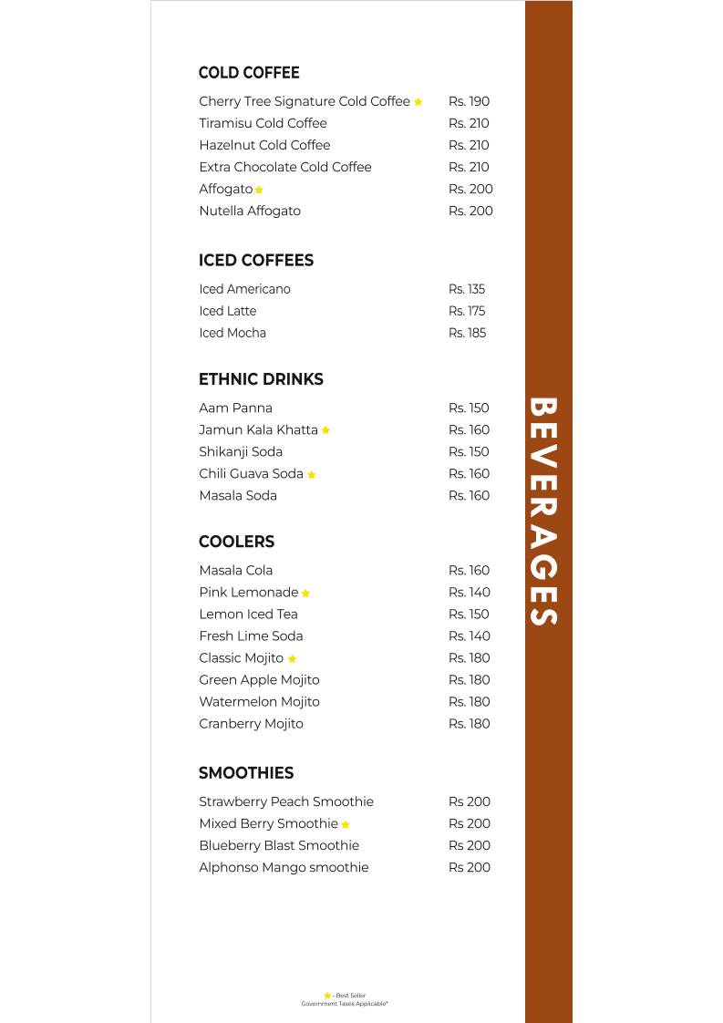 The Cherry Tree Cafe menu