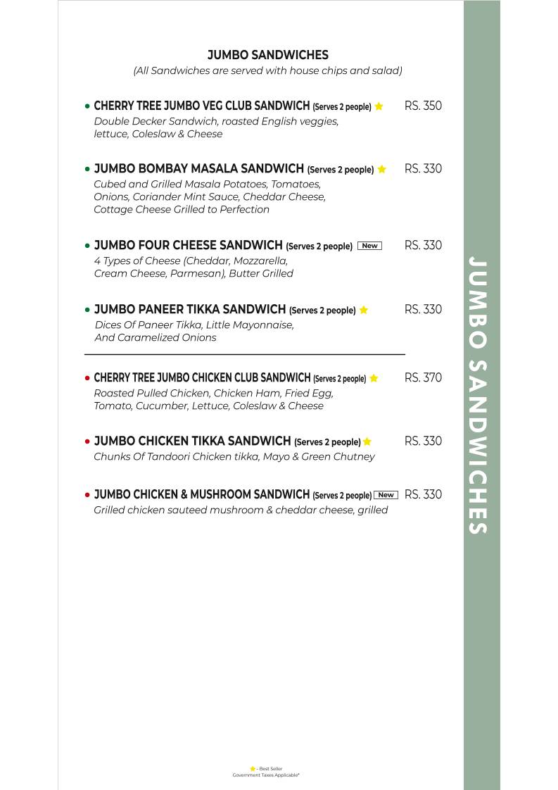 The Cherry Tree Cafe menu