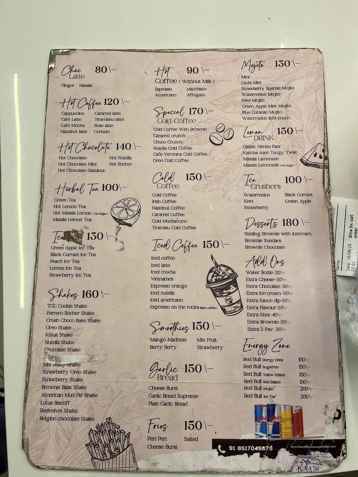 The Coffee Concept Rau menu