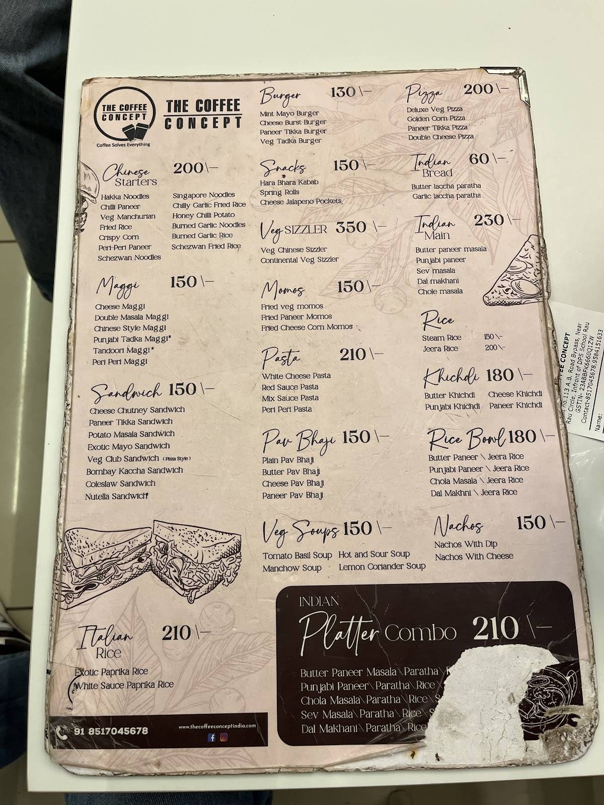 The Coffee Concept Rau menu