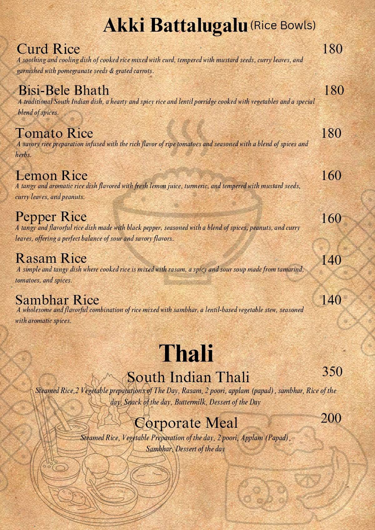 The Dakshiini Cafe Noida sector 18 menu