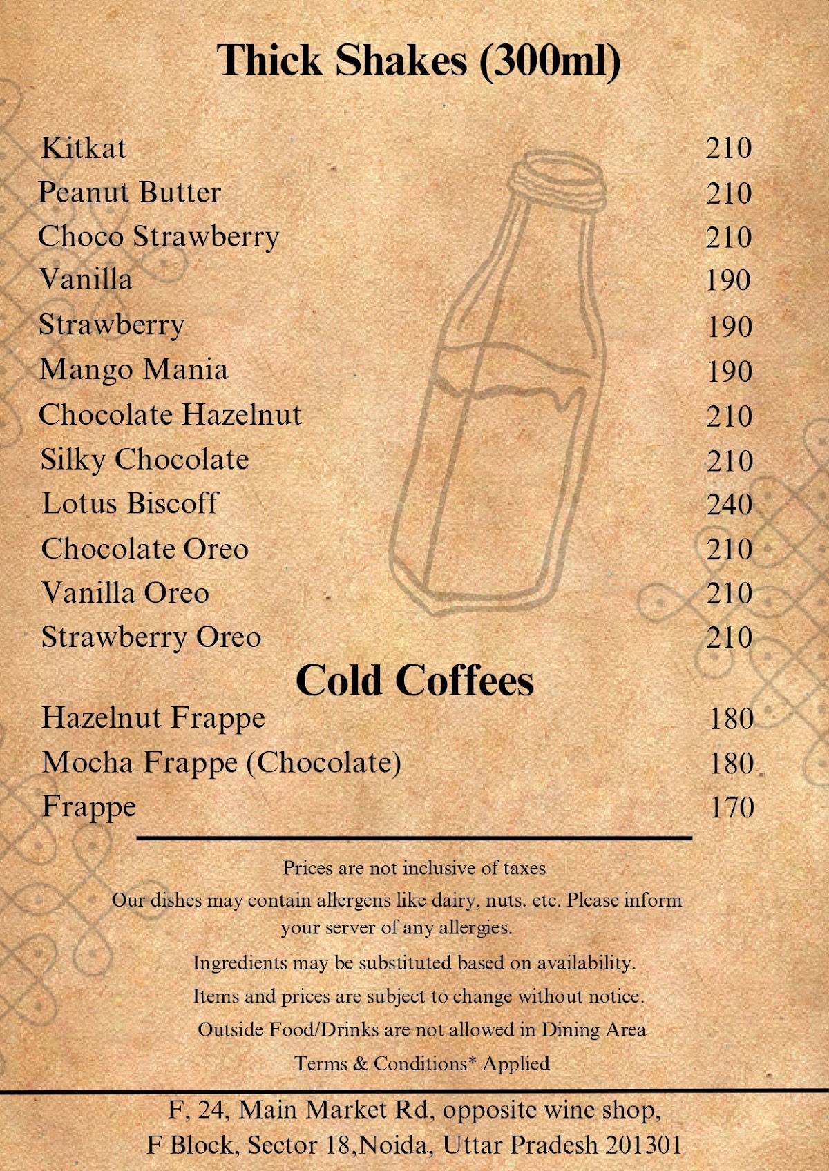 The Dakshiini Cafe Noida sector 18 menu