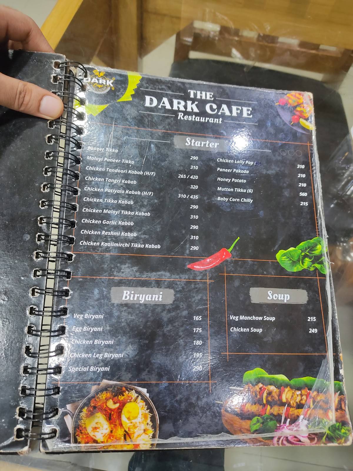 The Dark Cafe & Restaurant menu