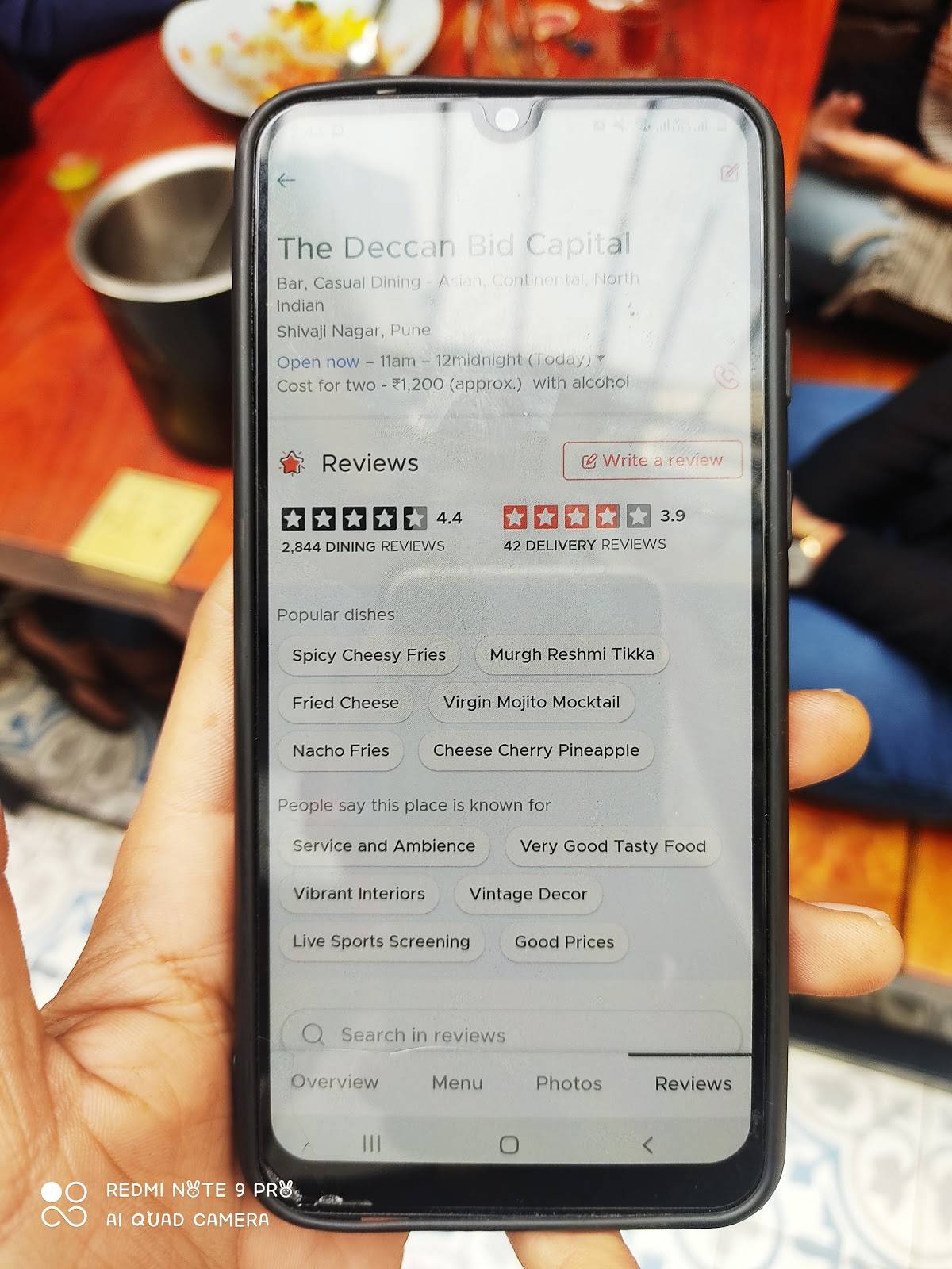 The Deccan Bid Capital menu