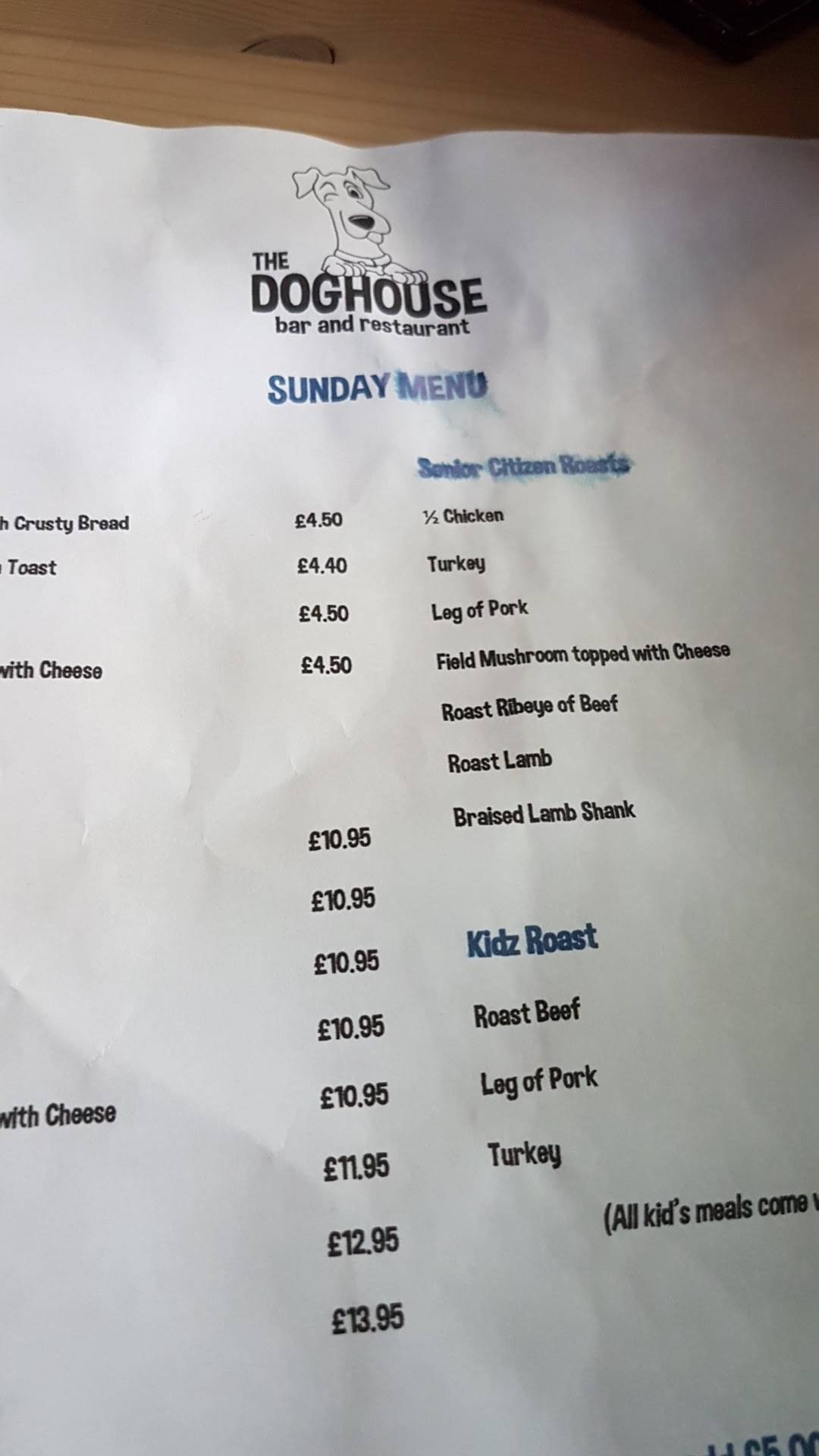Menu At The Dog House Pub Bar Aylesbury menu-at-the-dog-house-pub-bar-aylesbury
