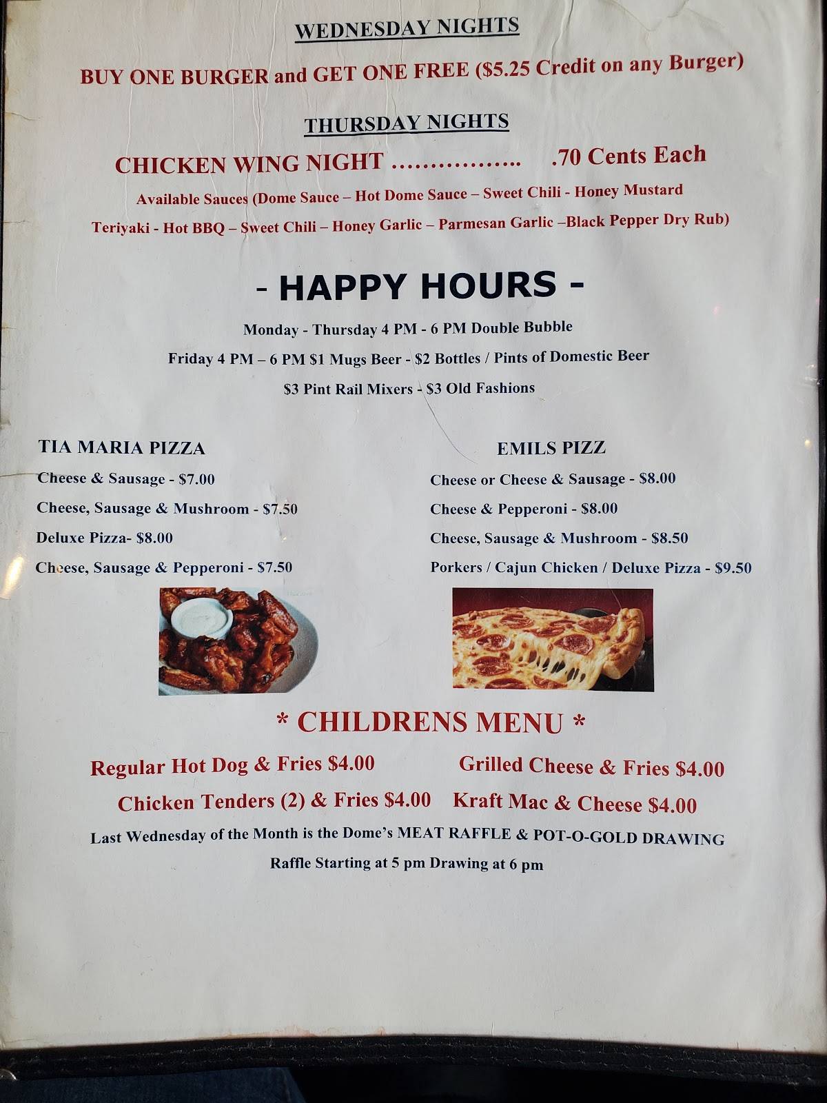 Menu at The Dome Sports Bar & Grill, Neenah, S Commercial St