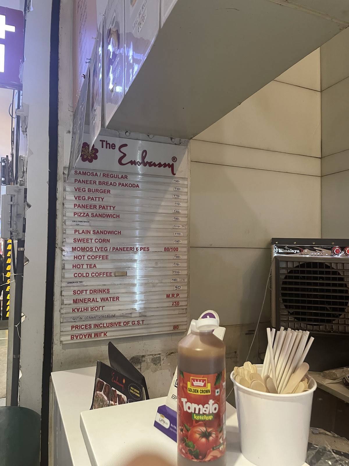 The Embassy Restaurant menu
