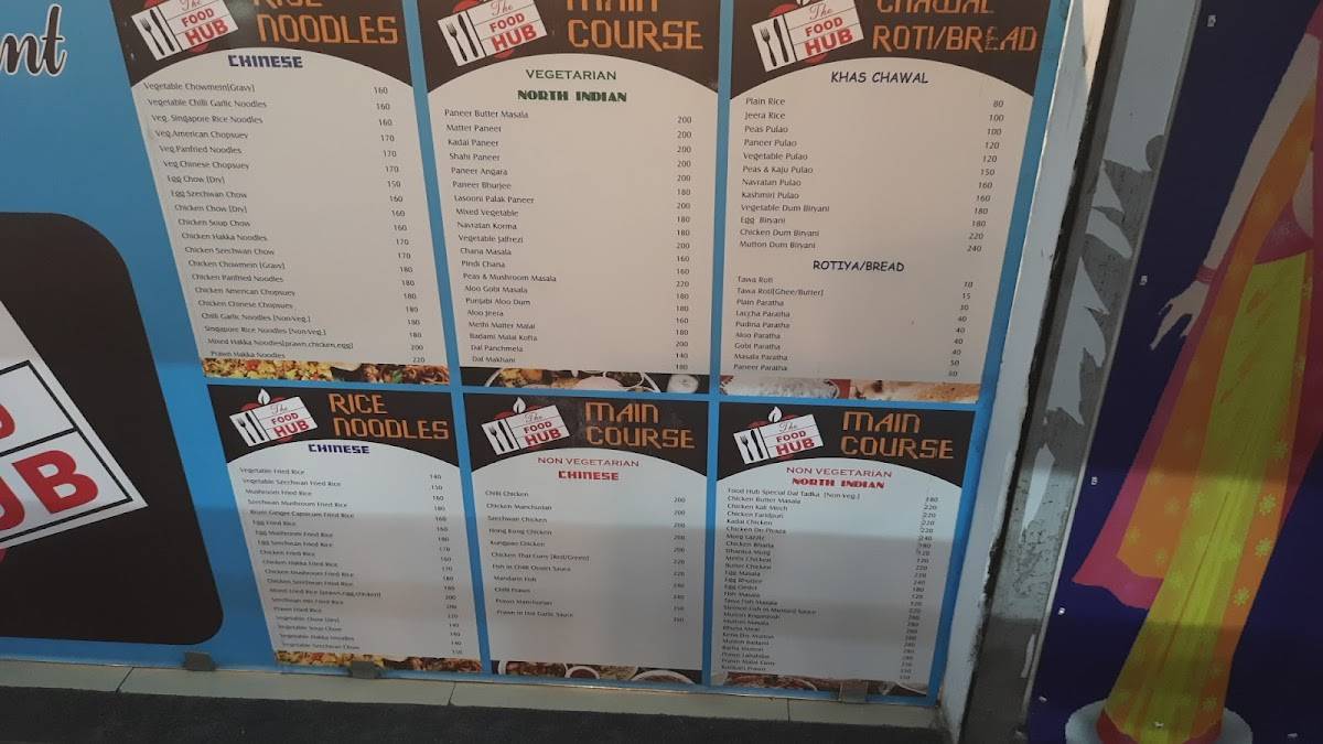 The FOOD HUB menu