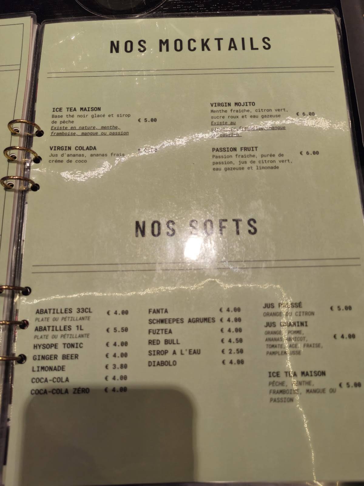 Menu de The Famous Pub