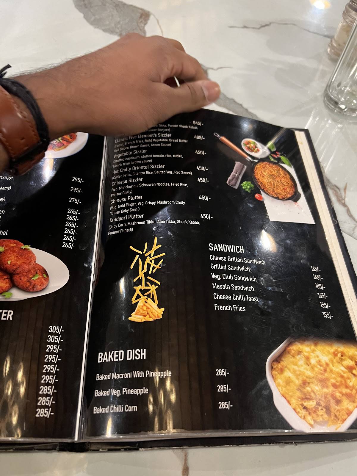 The Five Elements Restaurant menu