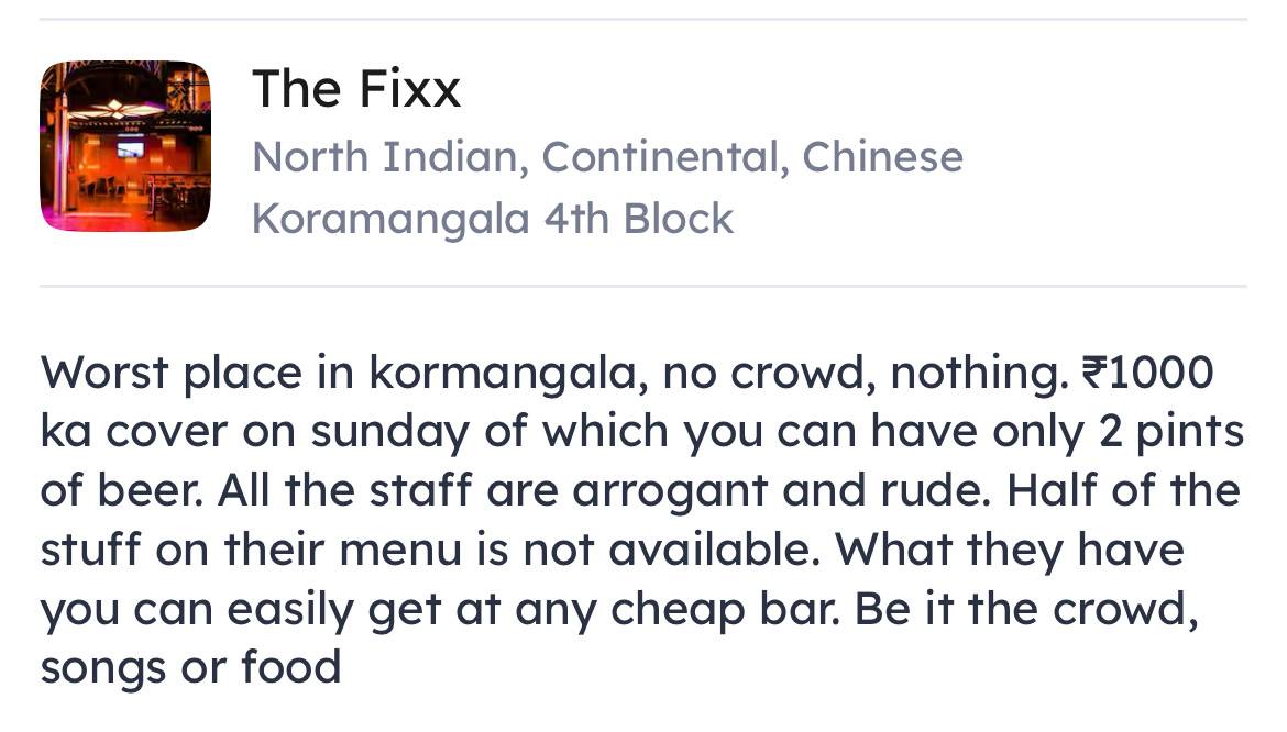 The Fixx menu