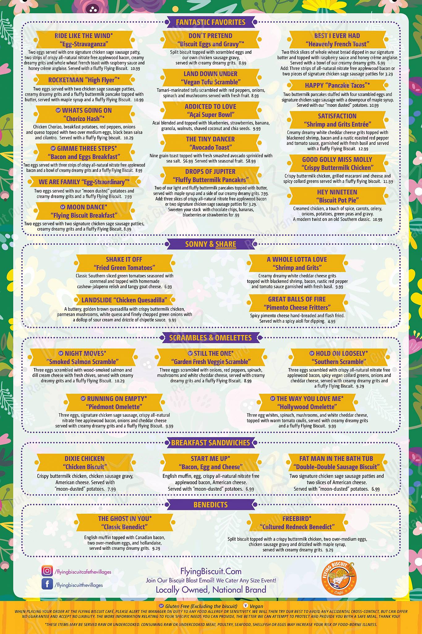 Menu at The Flying Biscuit Cafe, The Villages