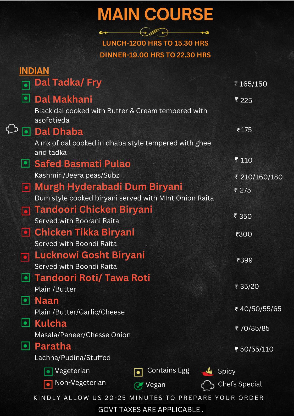 The Food Castle menu