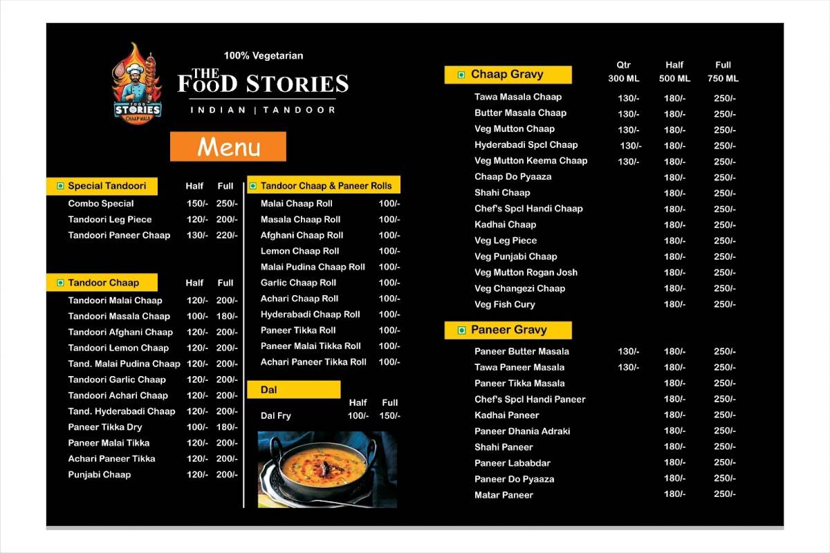 The Food Stories menu