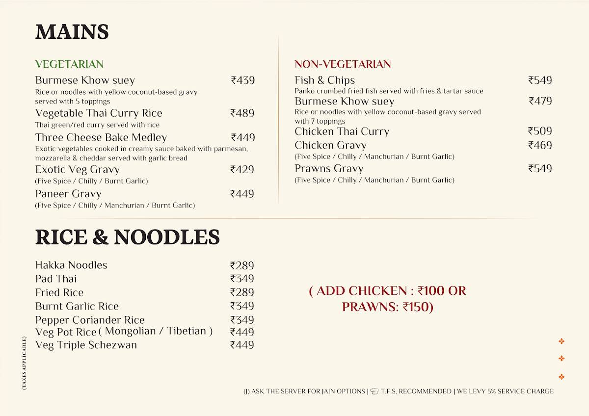 The Food Studio menu