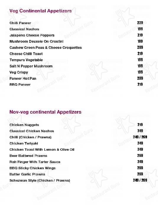 The Fort Bar & Kitchen menu