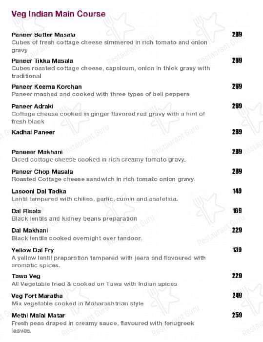 The Fort Bar & Kitchen menu