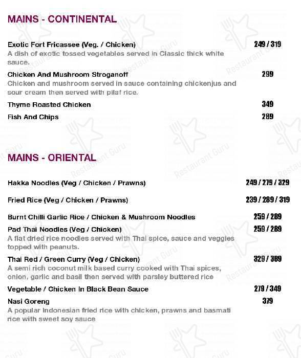 The Fort Bar & Kitchen menu