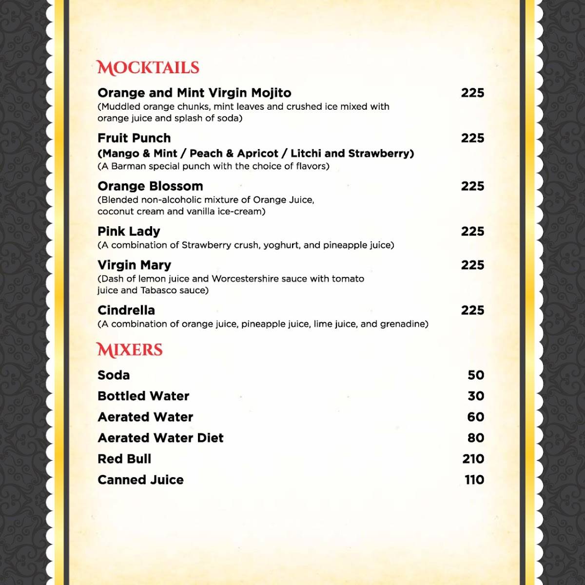 Gourmet Kitchen and Bar menu